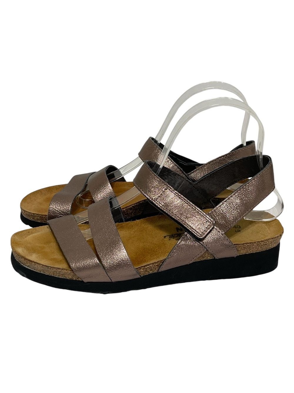 Naot Kayla Metallic Bronze Strappy Leather Sandals Suede Footbed Women 9 (40)